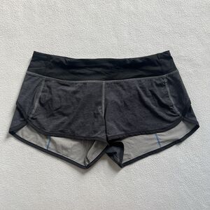 Lululemon Heathered Black Lakeside Blue 4-way Swift Ultra Run Speed Short 6